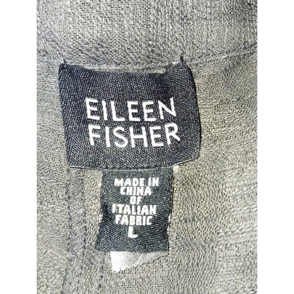 EILEEN FISHER Large Charcoal Cropped Linen/Cotton Pants Clasp Closure 22" inseam - Picture 2 of 4